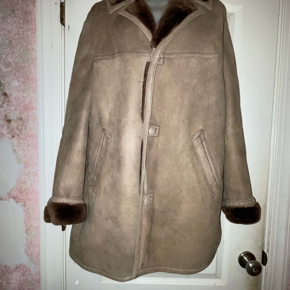 Vintage 70’s Beged-Or Suede & Fur Jacket   Size 12 Taupe